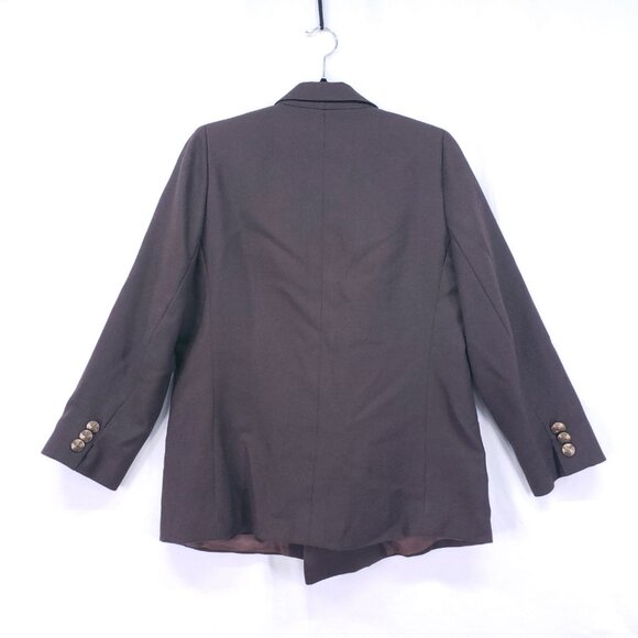 Giorgio Sant Angelo Womens Brown 100% Wool Pockets Preppy Blazer Jacket Size 12 - Picture 14 of 16